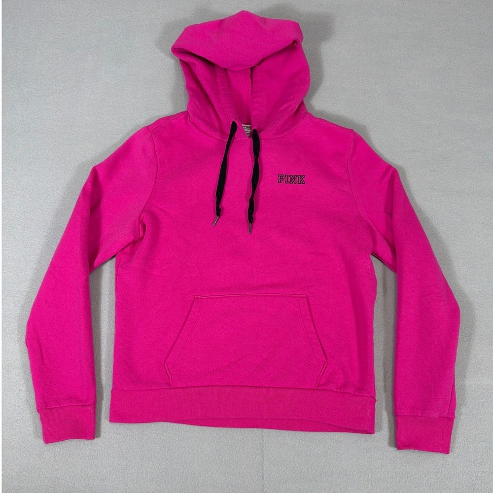 Pink Victoria's Secret Hoodie Womens Medium Fuchsia Pullover Logo Sweatshirt